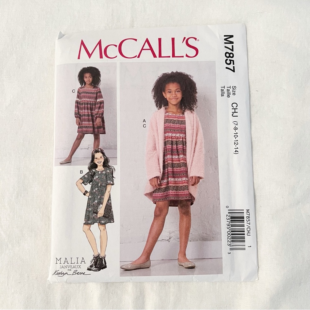 McCall’s M7857 Girls Dress & Sweater Pattern | Sizes 7–14 | Easy Knit Styles